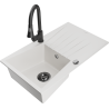 Mexen Cesar fregadero de granito de 1 seno con escurridor y grifo de cocina Elia, blanco - 6514-20-670101-70