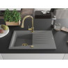 Mexen Cesar fregadero de granito de 1 tina con escurridor y grifo de cocina Elia, gris - 6514-71-670101-50