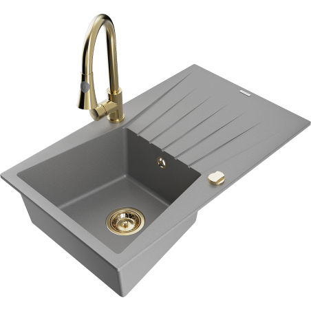 Mexen Cesar Granit-Spullsteen mat 1 Comptoir mat Ofenet an Kichenbatterie Elia, gro - 6514-71-670101-50