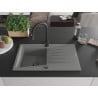 Mexen Cesar 1-bowl granite sink with drainer and Elia kitchen tap, grey - 6514-71-670101-70-B