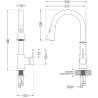 Mexen Cesar 1-bowl granite sink with drainer and Elia kitchen tap, grey - 6514-71-670101-70