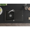 Mexen Cesar Granitspüle 1-beckig mit Abtropffläche und Küchenarmatur Elia, schwarz/gold metallic - 6514-75-670101-00