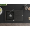 Mexen Cesar lavello in granito a una vasca con scolapiatti e rubinetto da cucina Elia, nero/oro metallizzato - 6514-75-670101-70
