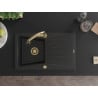 Mexen Cesar fregadero de granito de un seno con escurridor y grifo de cocina Elia, negro - 6514-77-670101-50