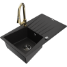 Mexen Cesar granit diskho 1-fack med avrinning och köksblandare Elia, svart - 6514-77-670101-50-B