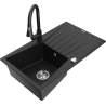 Mexen Cesar viensizlādes granīta izlietne ar noteku un virtuves krānu Elia, melna - 6514-77-670101-70