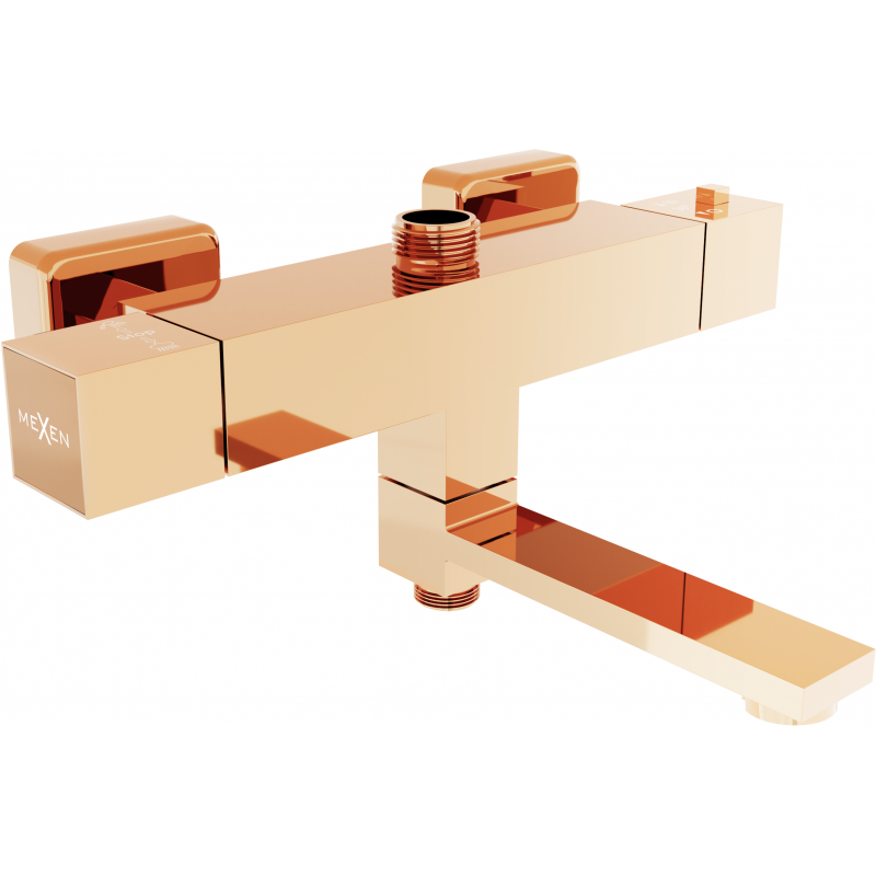 Mexen Cube thermostatische bad-douchekraan, roze goud - 77910-60