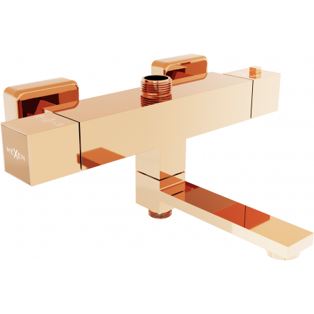 Mexen Cube thermostatic bath-shower tap, rose gold - 77910-60