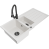 Mexen Andres granitdiskho 1,5-fack med avrinning och köksblandare Elia, vit - 6515-20-670101-70