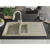 Mexen Andres fregadero de granito de 1,5 senos con escurridor y grifo de cocina Elia, beige - 6515-69-670101-69
