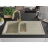 Mexen Andres Granitspüle 1,5-beckig mit Abtropffläche und Küchenarmatur Elia, beige - 6515-69-670101-50