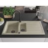 Mexen Andres Granitspüle 1,5-beckig mit Abtropffläche und Küchenarmatur Elia, beige - 6515-69-670101-70