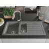 Mexen Andres fregadero de granito 1,5 senos con escurridor y grifo de cocina Elia, gris - 6515-71-670101-00