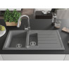 Mexen Andres fregadero de granito de 1,5 senos con escurridor y grifo de cocina Elia, gris - 6515-71-670101-00