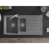Mexen Andres fregadero de granito 1,5 senos con escurridor y grifo de cocina Elia, gris - 6515-71-670101-00