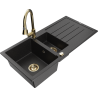 Mexen Andres granite sink 1.5-bowl with drainer and kitchen tap Elia, black/silver metallic - 6515-73-670101-50
