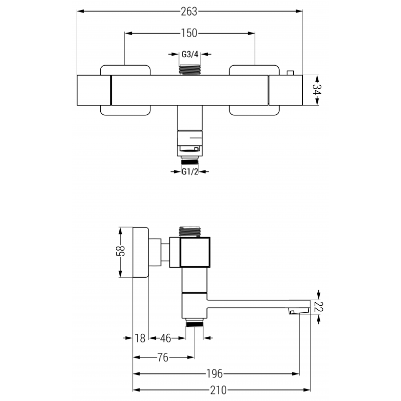 Mexen Cube thermostatische bad-douchekraan, grafiet - 77910-66