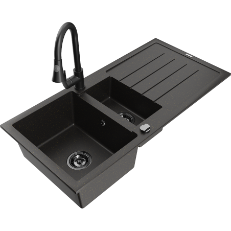 Mexen Andres 1,5-Kummer Granitspullstee mat Ofleff an Kichekrunn Elia, schwaarz/goldene Metallic - 6515-75-670101-70-B