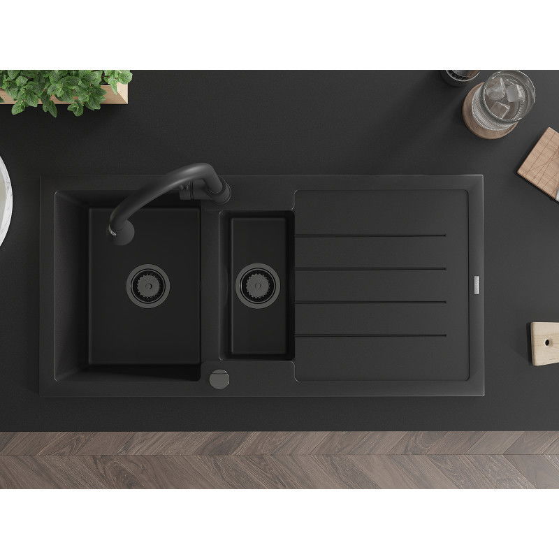 Mexen Andres νεροχύτης από γρανίτη 1,5 θαλάμων με αποστραγγιστήρα και