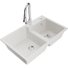 Mexen Tomas granitische dubbele spoelbak met keuken kraan Elia, wit - 6516-20-670101-00