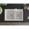 Mexen Tomas granitische keuken gootsteen 2-voudige met keukenmengkraan Elia, wit - 6516-20-670101-20