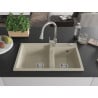 Mexen Tomas 2-bowl granite sink with Elia kitchen tap, beige - 6516-69-670101-00