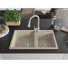 Mexen Tomas Granitspüle 2-becken mit Küchenarmatur Elia, beige - 6516-69-670101-69
