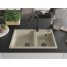 Mexen Tomas Granitspüle 2-Kammern mit Küchenarmatur Elia, beige - 6516-69-670101-70