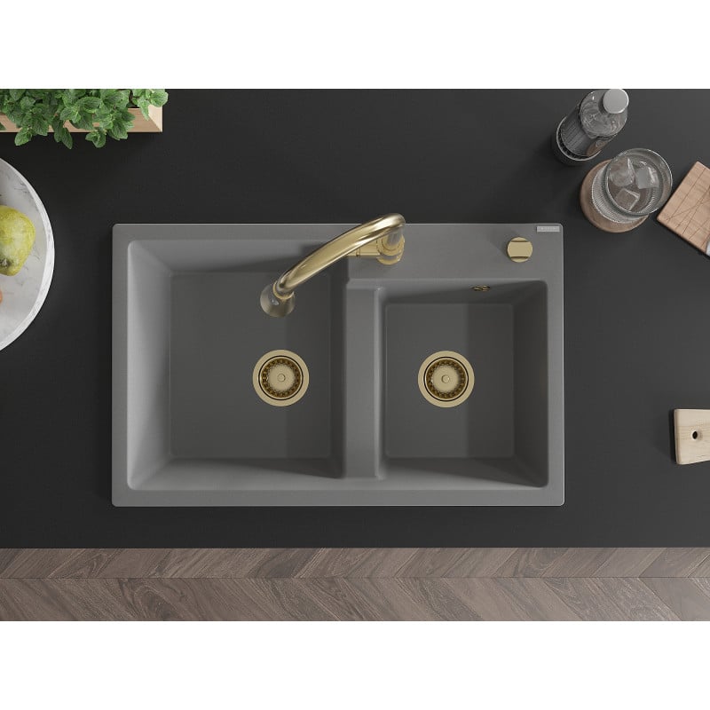 Mexen Tomas diskho i granit, 2-fack med kökskran Elia, grå - 6516-71-670101-50