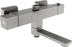 Mexen Cube rubinetteria termostatica per vasca-doccia, grigio canna di fucile spazzolato - 77910-66