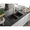 Mexen Tomas lavello in granito a 2 vasche con miscelatore da cucina Elia, nero/oro metallizzato - 6516-75-670101-50-B