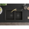 Mexen Tomas lavello in granito a 2 vasche con miscelatore da cucina Elia, nero/oro metallizzato - 6516-75-670101-50-B