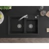 Mexen Tomas granite double sink with Elia kitchen tap, black - 6516-77-670101-00