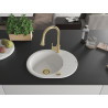 Mexen Kevin fregadero de granito de 1 seno con escurridor y grifo de cocina Elia, blanco - 6517-20-670101-50