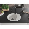 Mexen Kevin fregadero de granito de 1 compartimento con escurridor y grifo de cocina Elia, blanco - 6517-20-670101-70