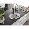 Mexen Kevin fregadero de granito de 1 compartimento con escurridor y grifo de cocina Elia, blanco - 6517-20-670101-70