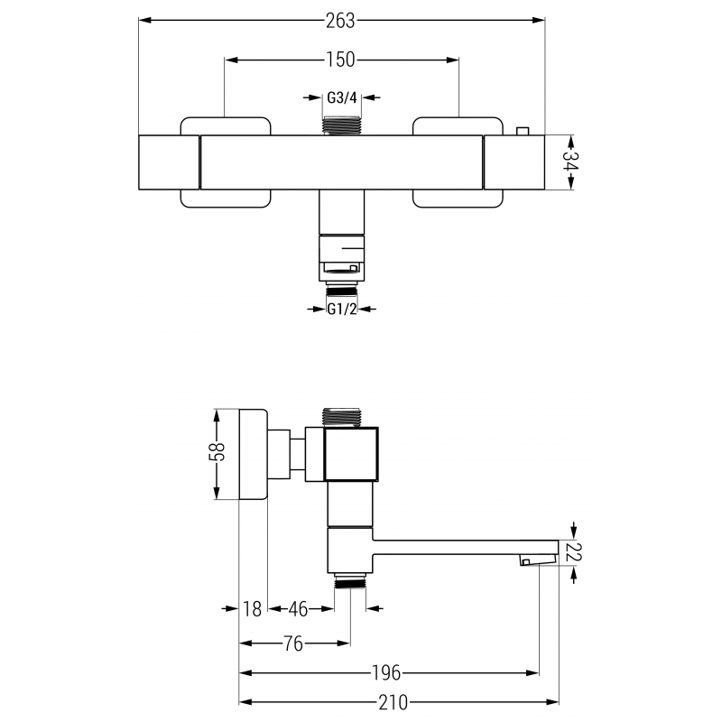 Mexen Cube thermostatesch Buedbidden-Duscharmatur, schwaarz - 77910-70