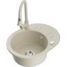 Mexen Kevin fregadero de granito de 1 seno con escurridor y grifo de cocina Elia, beige - 6517-69-670101-69