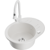 Mexen Kevin granite sink, 1-bowl with drainer and Elia kitchen tap, white - 6517-20-670101-20