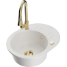 Mexen Kevin fregadero de granito de 1 seno con escurridor y grifo de cocina Elia, blanco - 6517-20-670101-50