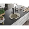 Mexen Kevin 1-bowl granite sink with drainer and Elia kitchen faucet, beige - 6517-69-670101-70