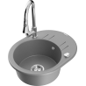 Mexen Kevin fregadero de granito de un seno con escurridor y grifo de cocina Elia, gris - 6517-71-670101-00