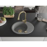 Mexen Kevin Granitspüle mit 1 Becken, Abtropffläche und Küchenarmatur Elia, grau - 6517-71-670101-50