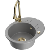 Mexen Kevin fregadero de granito de 1 compartimento con escurridor y grifo de cocina Elia, gris - 6517-71-670101-50