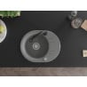 Mexen Kevin granite sink 1-bowl with drainer and kitchen faucet Elia, gray - 6517-71-670101-70