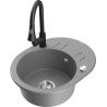 Mexen Kevin granite sink 1-bowl with drainer and kitchen faucet Elia, gray - 6517-71-670101-70