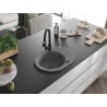 Mexen Kevin granit gootsteen 1-kompartment met afdruiprek en keukenmengkraan Elia, grijs - 6517-71-670101-70-B