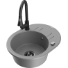 Mexen Kevin 1-bowl granite sink with drainer and Elia kitchen tap, grey - 6517-71-670101-70-B
