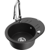 Mexen Kevin fregadero de granito de 1 cubeta con escurridor y grifo de cocina Elia, negro/plata metálica - 6517-73-670101-00