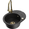 Mexen Kevin lavello granito 1-vasca con scolapiatti e rubinetto cucina Elia, nero/argento metallizzato - 6517-73-670101-50